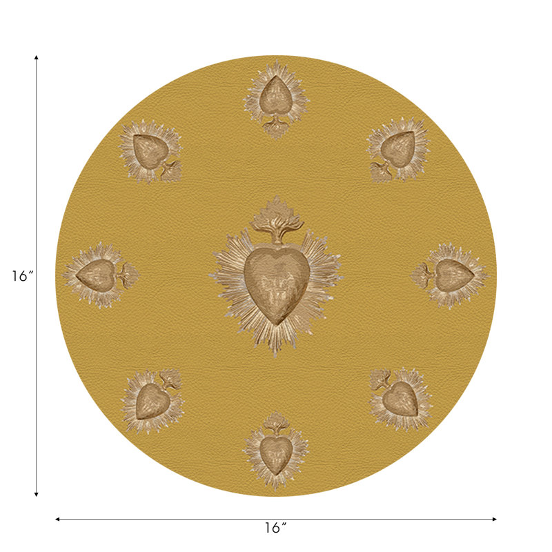 Ex vote Vegan Leather Round Pebble Placemat, Gold