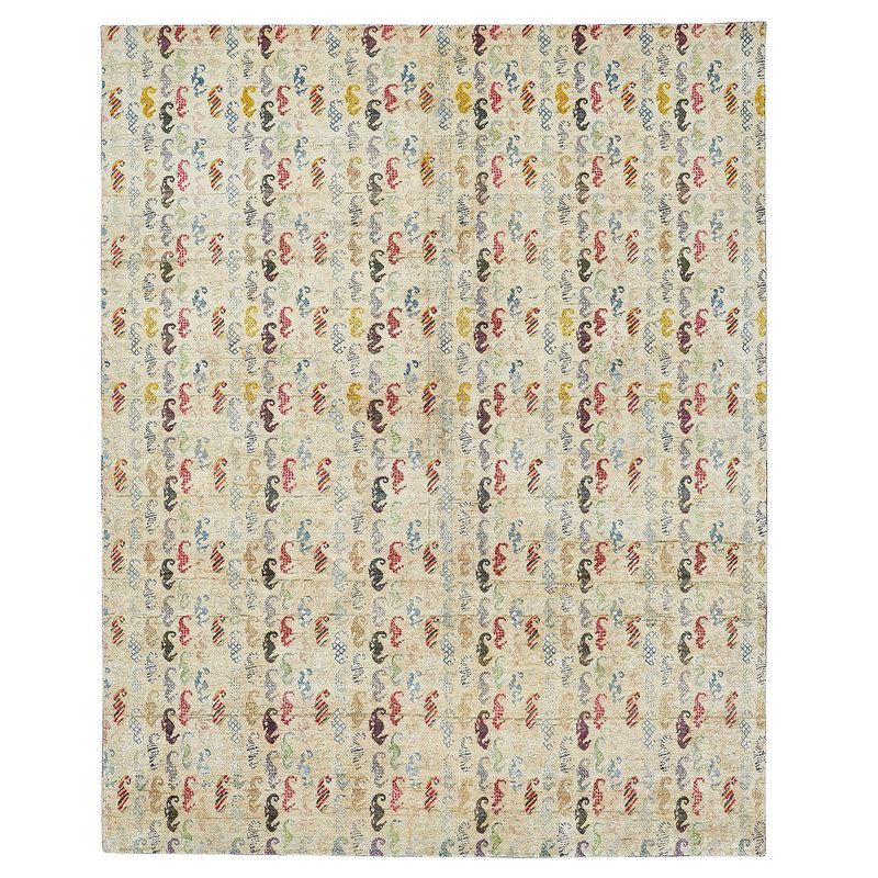 Multicolored Alchemy Modern Wool Silk Blend Rug - 7'10" x 10'