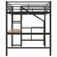 Lit mezzanine en métal avec bureau, escalier de rangement, petite armoire et lumière DEL-1426861441
