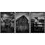 Noir et blanc ferme grange Highland Cow Horse campagne campagne paysage Western rustic Farmhouse Wall Art Decor encadré sur toile 3 pièces-130550300-130550301