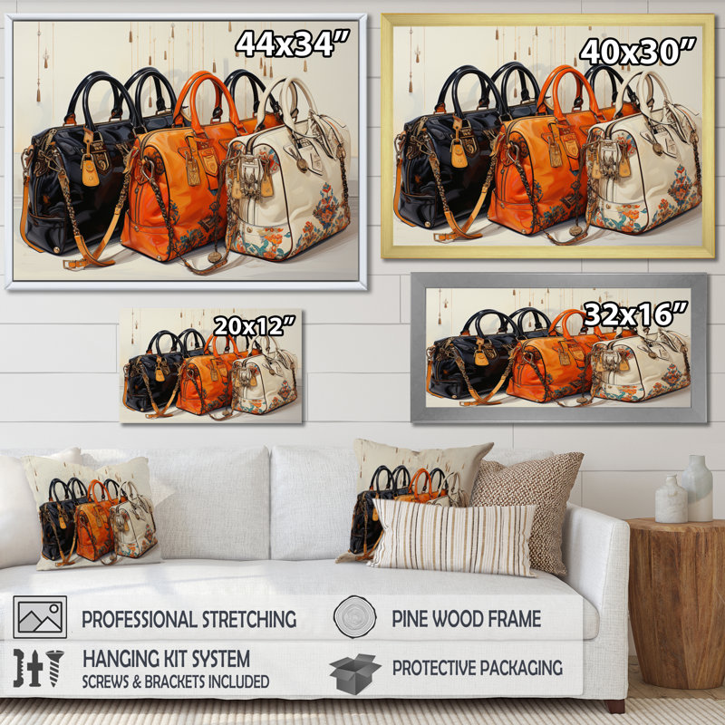 Minimalisme mode sac Envy I - mode art mural salon, H 12 po x l 20 po x P 1 po, Toile tendue