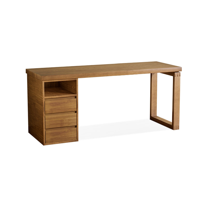 Light-walnut Rectangular Solid Wood desks, 29.53" H x 70.87" W x 23.62" D