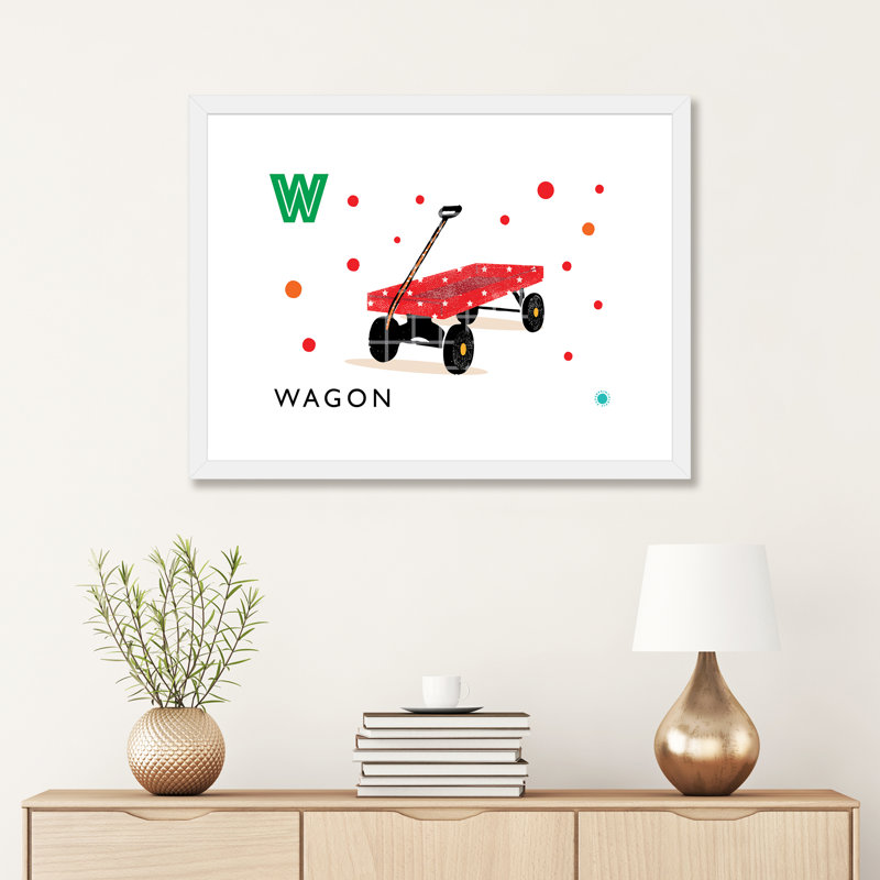 «W Is for Wagon» - impression, Blanc, H 24 po x l 32 po x P 1 po, Papier encadré blanc