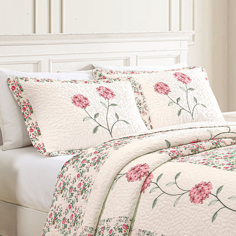Polyester Floral Sham, Red