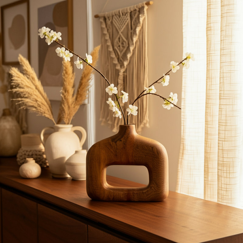 Vase en bois de manguier Cariad