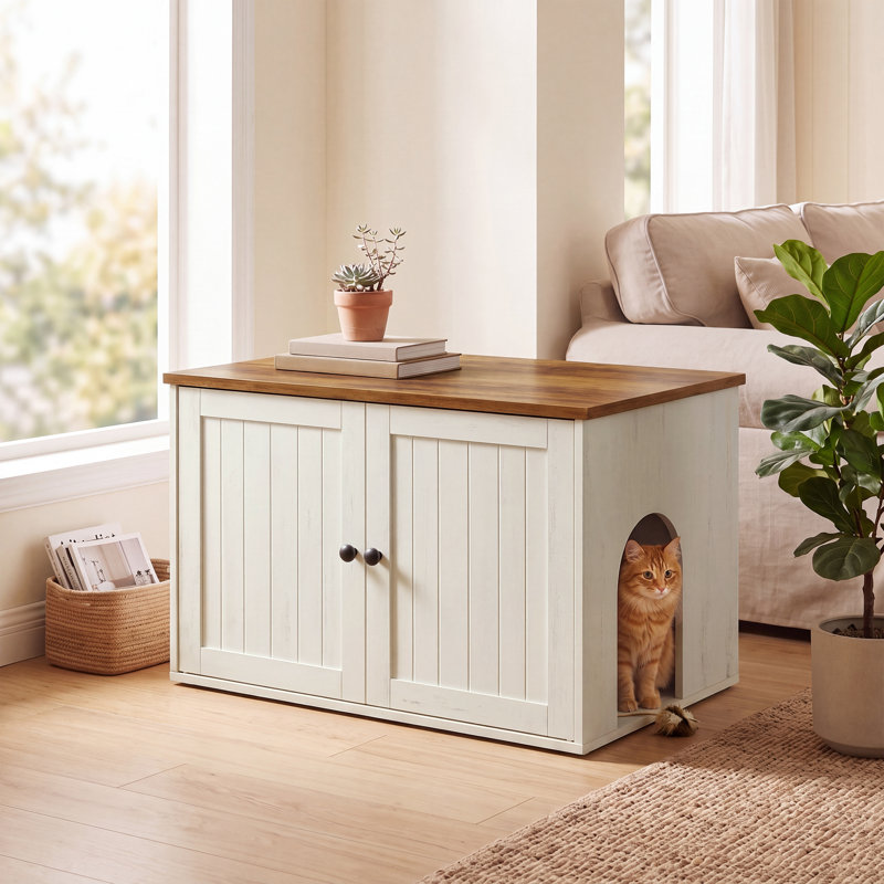 Armoire pour litière pour chat, ensemble pour chat super rapide, blanc et brun, Brown