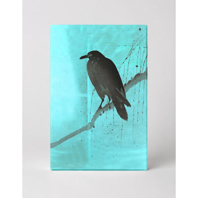 Corbeau noir sur branche - Portrait, art mural sur toile