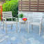 Chaises de salle à manger d'extérieur en métal de couleur crème, pour le bord de la piscine et le patio, structure rouille avec revêtement écologique, assemblage rapide de 2, surface en fer fin texturé très résistant idéale-616115555