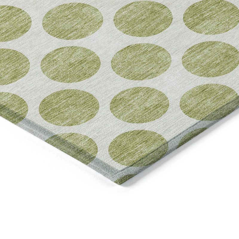 Tapis intérieur lavable à pois 10 pi x 14 pi sauge
