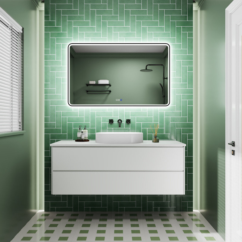 Miroir noir à cadre DEL avec deux bandes lumineuses et modes réglables, 30 po x 48 po