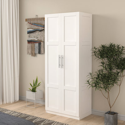 Armoire-penderie et armoire de cuisine blanche à 2 portes, 3 compartiments, 4 compartiments, 2 portes et 3 cloisons, de grands espaces de rangement, faits avec des matériaux, faciles à nettoyer et pratiques