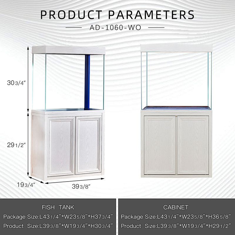 Réservoir d'aquarium rectangulaire, 100 gallons (H 61 po x l 39,4 po x P 19,7 po), Chêne blanc
