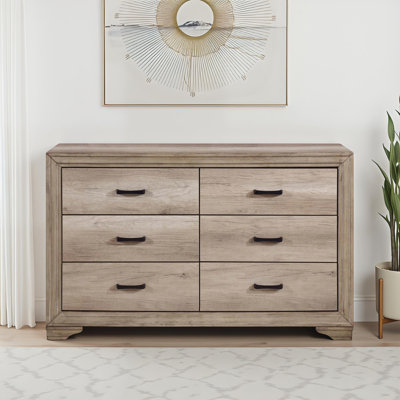 Larome 58.5" W 6-Drawer Solid and Manufactured Wood Dresser