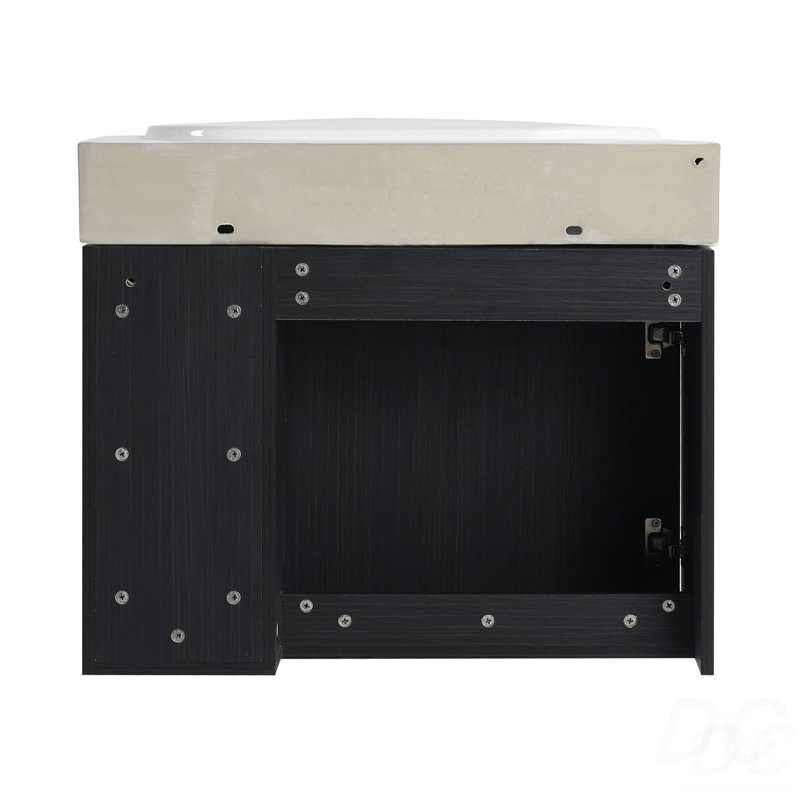 Meuble-lavabo mural 28 po avec lavabo en céramique blanche et porte à fermeture en douceur, emballage KD