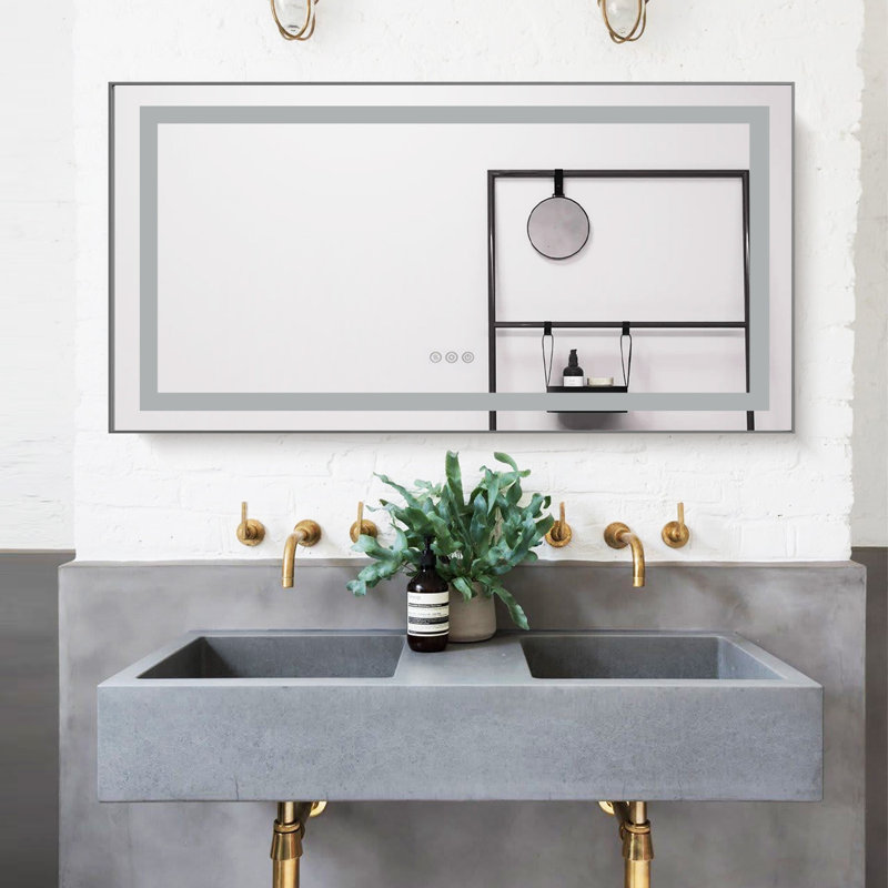 Led Mirror Bathroom Vanity Mirror With Back Light,wall Mount Multifunctional Vanity Mirror,aluminium Frame, 24" x 48"