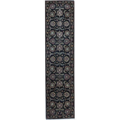 Hand-Knotted High-Quality Black and Black Runner