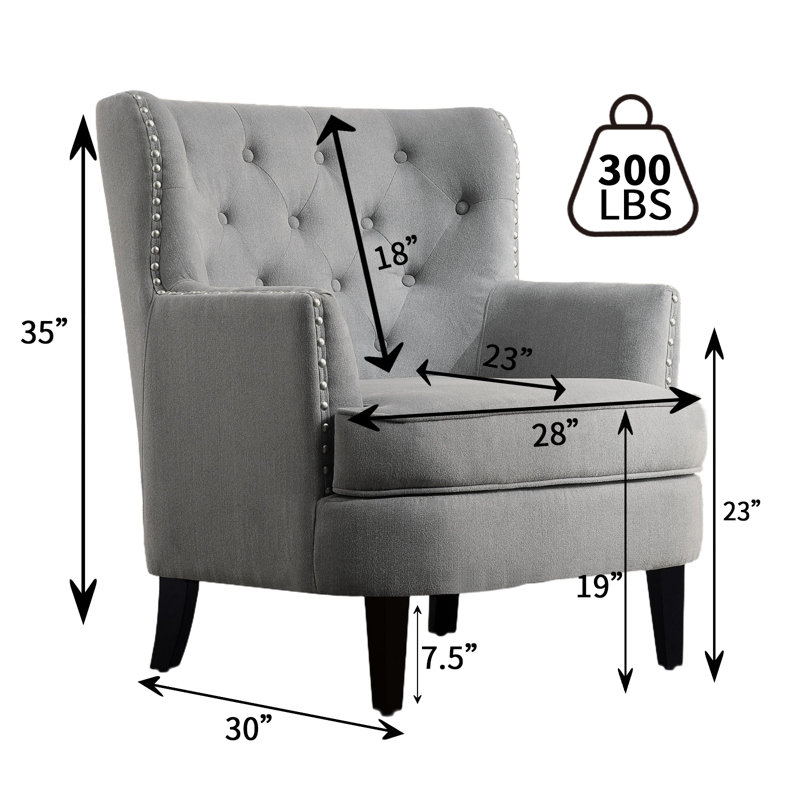 Castora CAL117 Compliant 30'' Wide Tufted, Gray Velvet