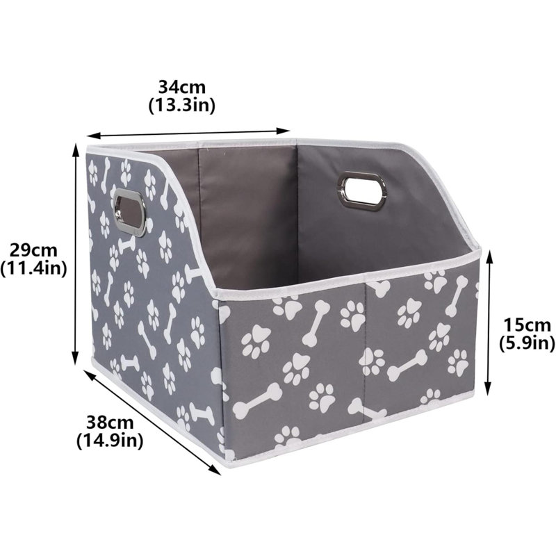 Big Dog Toys Storage Bins Canvas Foldable Fabric Trapezoid With Metal Handles Pet Baskets,Storage Bin Large Toy Box Organizer-Bonepaw