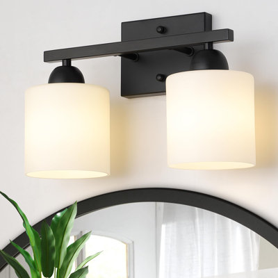 Stainless Steel Milk Glass Vanity Lights for Bathroom