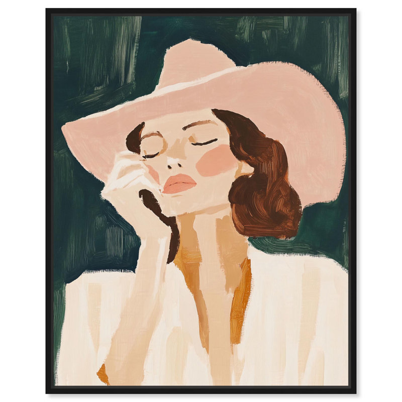 Toile soleil chapeau, art maximaliste par Art Remedy, H 21 po x l 17 po, Cadre flottant noir