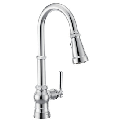 Chrome one-handle high arc pulldown kitchen faucet
