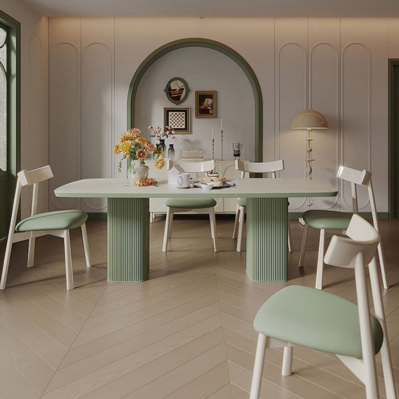 Table de salle à manger rectangulaire moderne en bois massif fritté, H 29,53 po x L 55,12 po x l 27,56 po, Vert