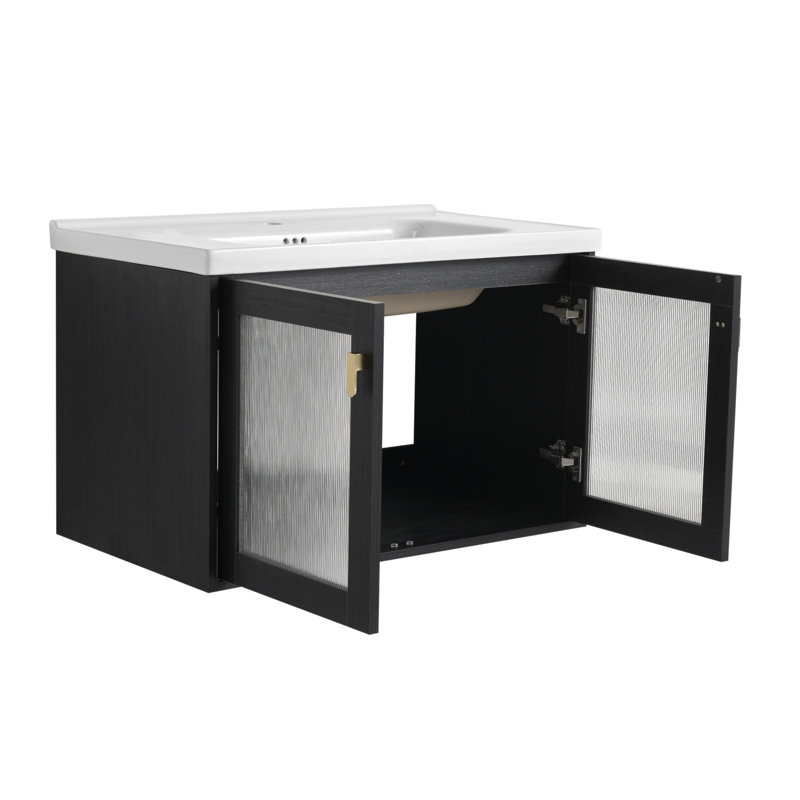 Meuble-lavabo mural 32 po avec lavabo, conception peu encombrante pour les petites salles de bain
