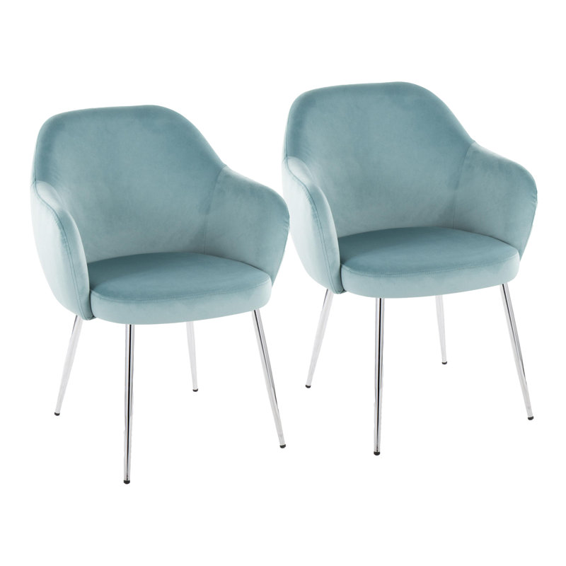 Buena Dining Chair with Tapered Metal Legs - Set of 2, Green, Black