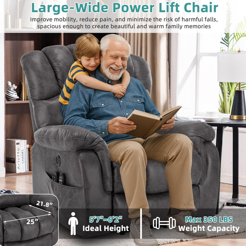 Fauteuil surélevé à deux moteurs Meetwarm, Gris (suède bronzé)