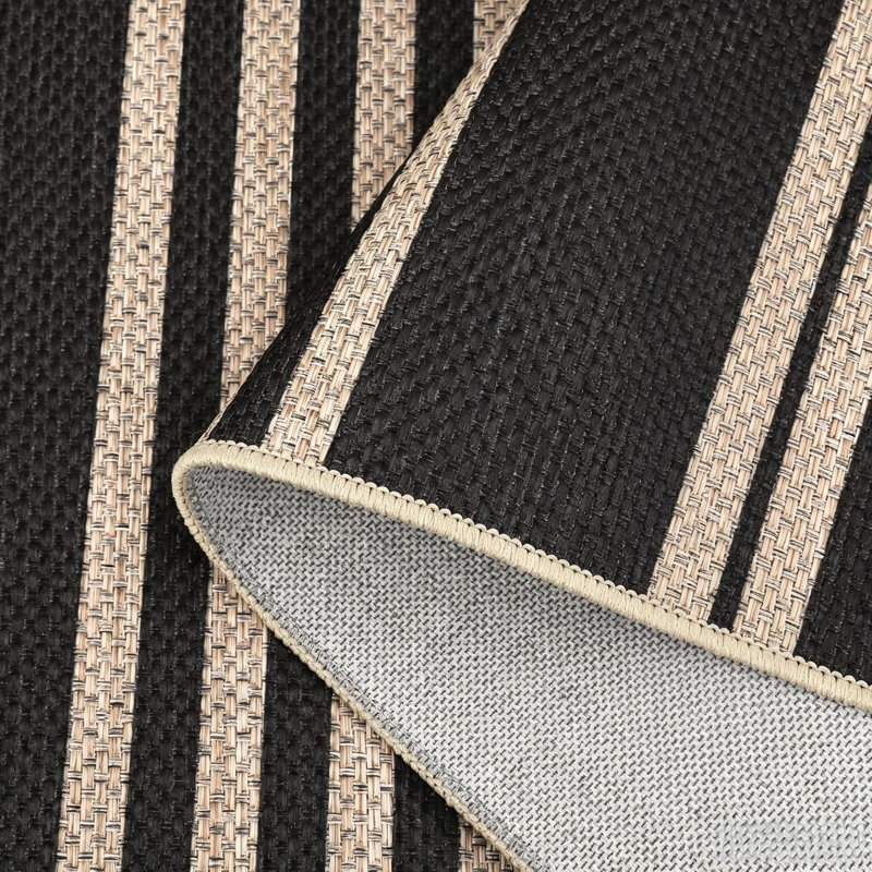 Rectangle Geometric Washable Area Rug, Black, Rectangle 80 x 150 cm