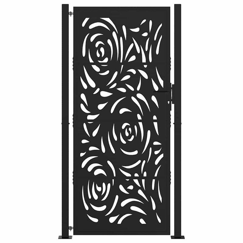  Garden Gate Steel Flame Design, Black, 105 x 205 cm