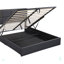 Grand lit plateforme tapissier avec système de rangement hydraulique, aucun sommier nécessaire