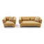 Ensemble canapé 2 pièces et fauteuil surdimensionné Hira, 5 coussins, accoudoirs arrondis, tissu jaune