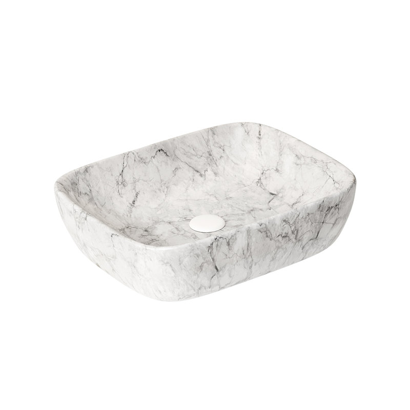 19'' White Marble - Inspired Ceramic Bathroom Sink Without Cabinet, Stone Gray, High Strength Build, Stain Surface, Low Maintenance Advantage, 19.53 In Depth, 15.7 Width, 5.46 Height, 21.11 Lb
