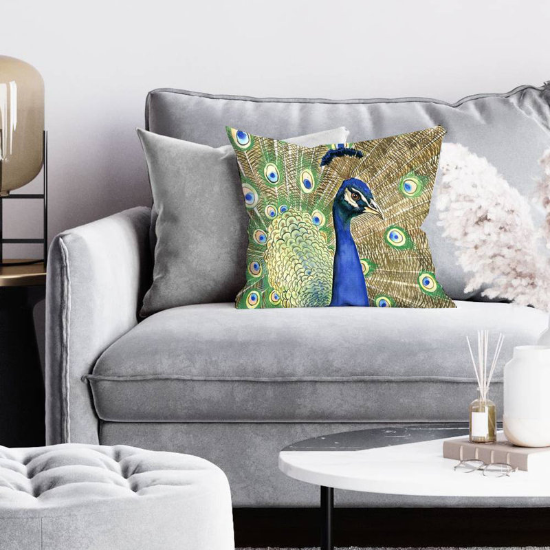 Peacock - 20"x20" Throw pillow - Poly twill - Print on demand, Polyeste/polyfill, 20" H x 20" W