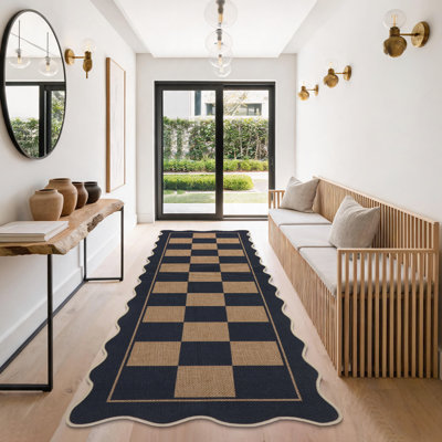 Tapis festonné à carreaux pour l'extérieur 