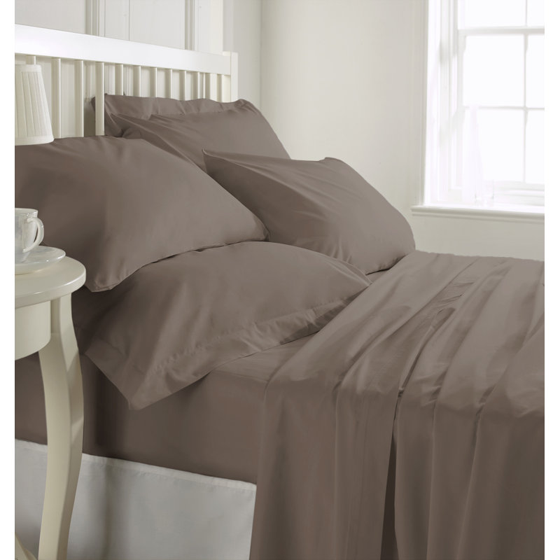 Ensemble de draps en viscose à densité de tissage 450 fils Judsonia - doux, respirant et écologique, Taupe, Simple
