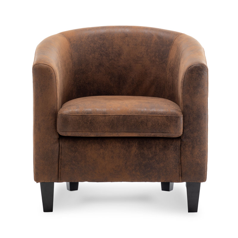 Kathey Upholstered Microfiber / Microsuede Barrel Chair
