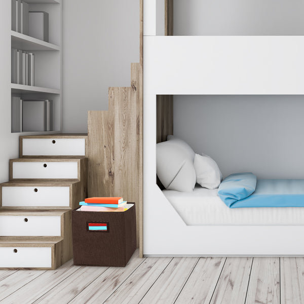 Boîte de rangement pliable en tissu, solution de rangement pliable et compacte, paquet de 6, par Superio, Brun