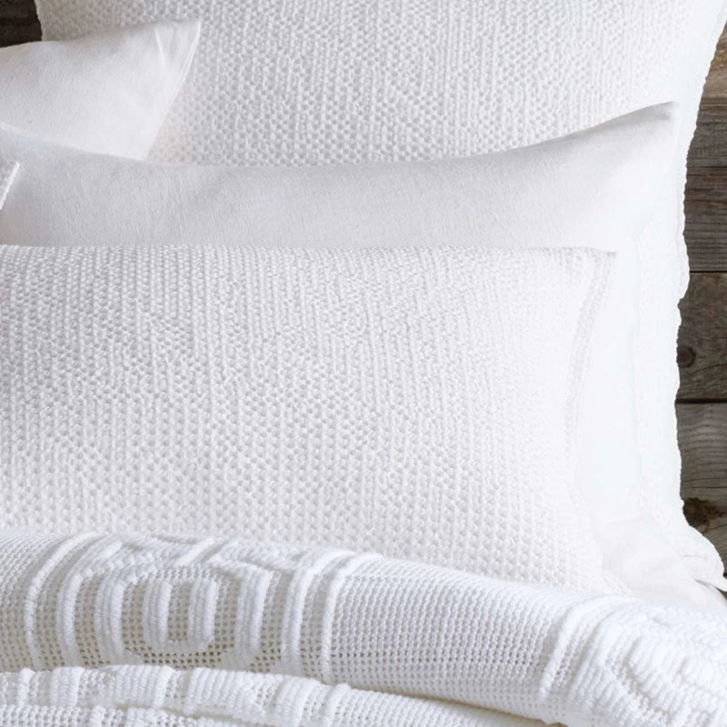 Taie décorative en lin lavé à la pierre, Standard, Blanc