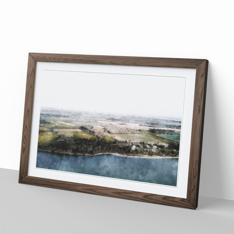 Lepe Beach in Southampton - Picture Frame Painting, 27cm H x 36cm W x 2cm D, Walnut Framed