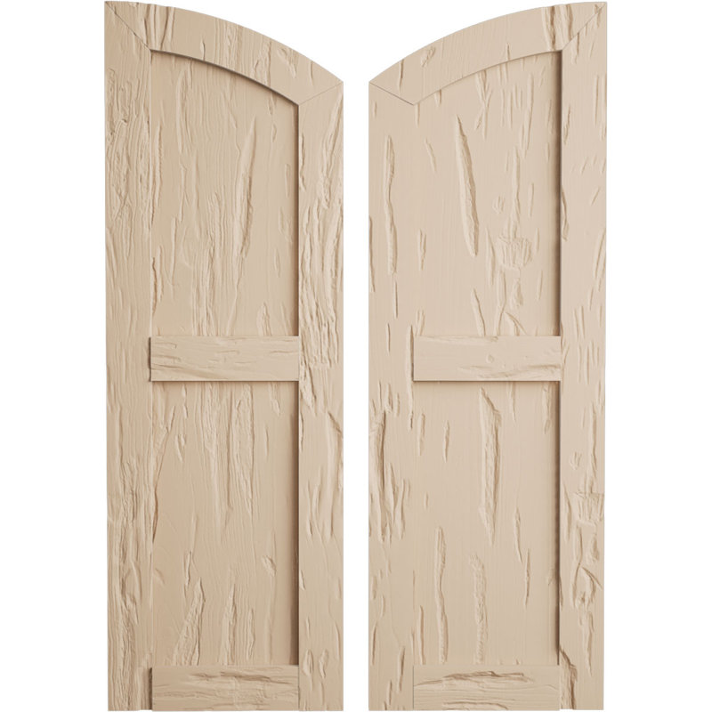 Timberthane deux panneaux plats égaux avec volets elliptiques en faux bois (par paire), 90", 15"