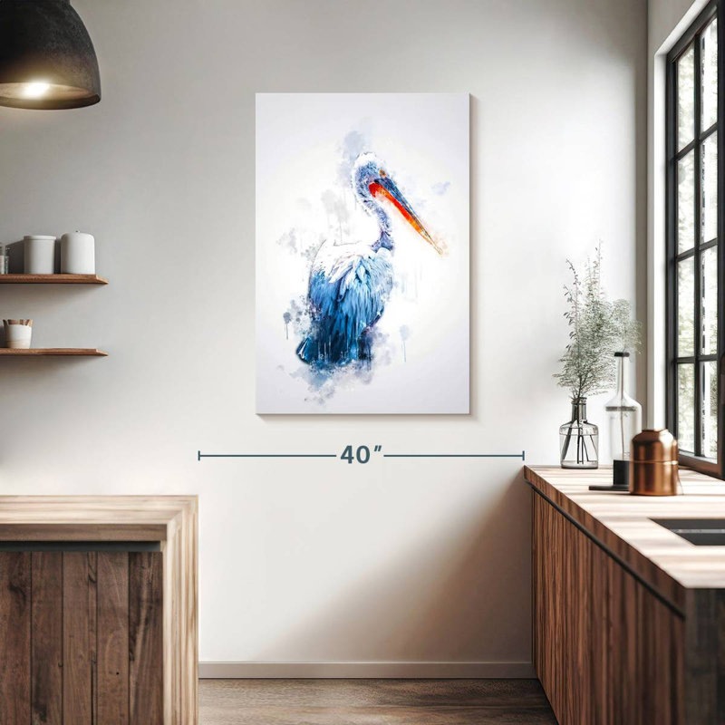 Pélican de couleur Brampt, H 39 po x l 26 po