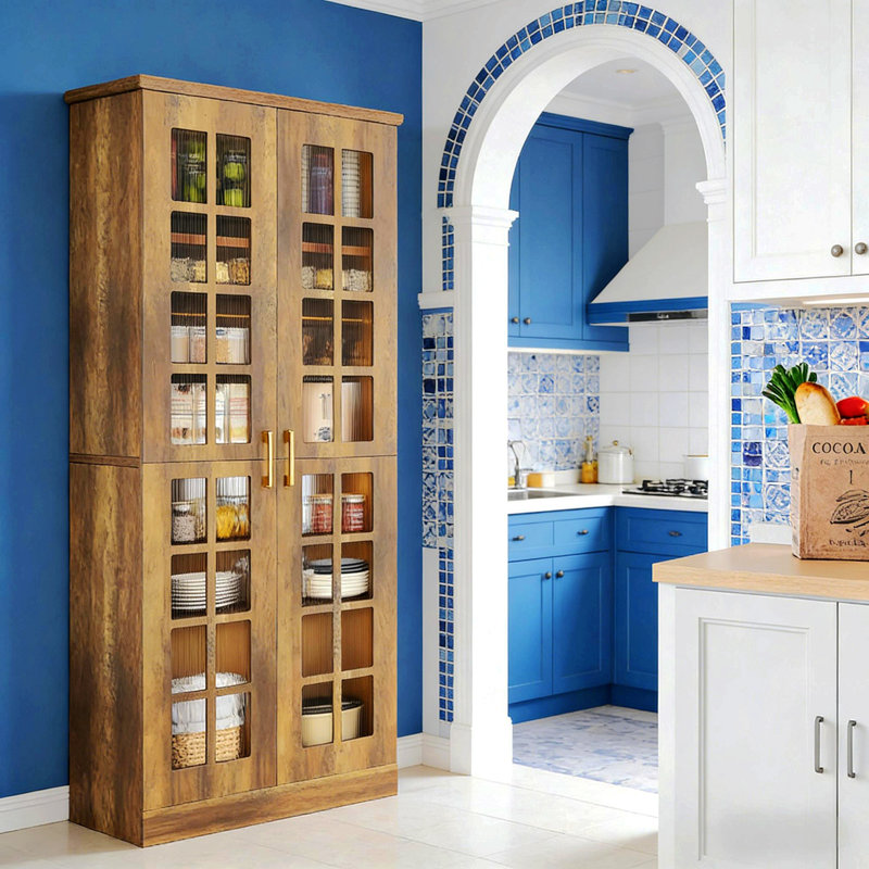 Armoire de rangement haute, garde-manger spacieux, armoire de cuisine