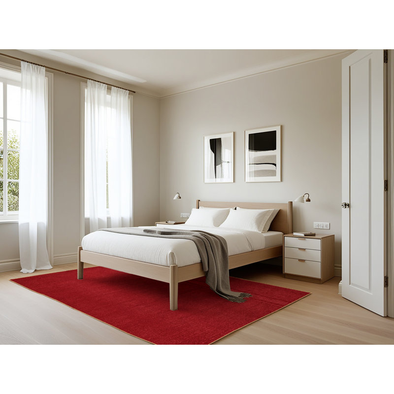 Tapis rouge uni lavable à la machine, Rectangle 5 pi x 7 pi
