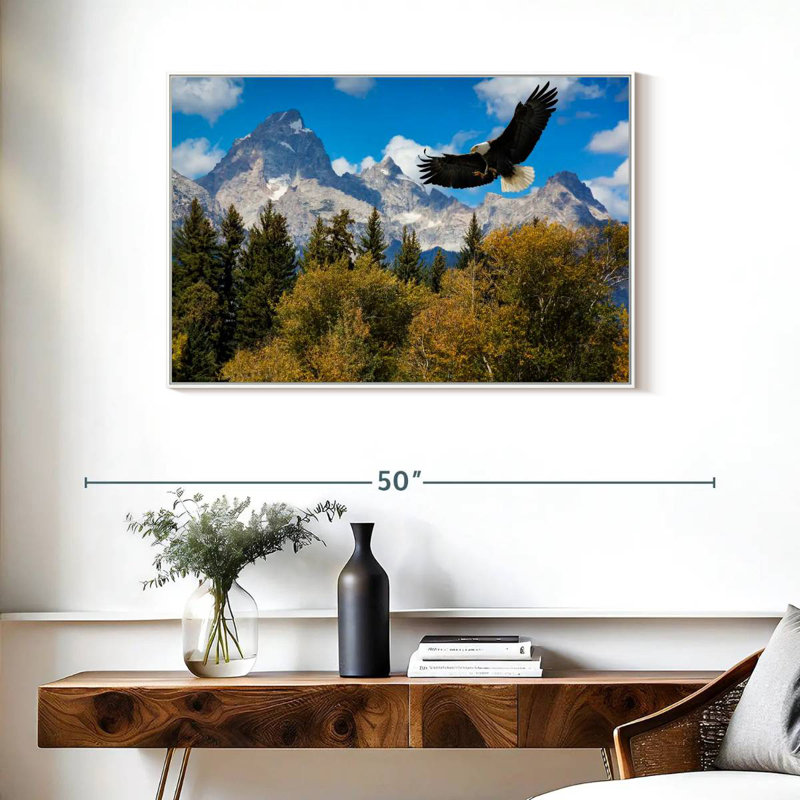 Grand Teton Eagle, Cadre flottant blanc, 37 po x 25 po