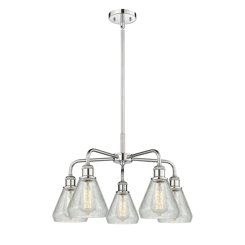 Lustre conique à 5 lumières Kotter, Chrome poli