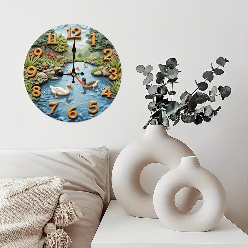 canards étang scène horloge scénique nature