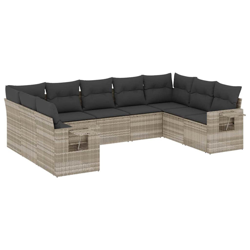  Ensemble de canapé de jardin gris clair et gris foncé