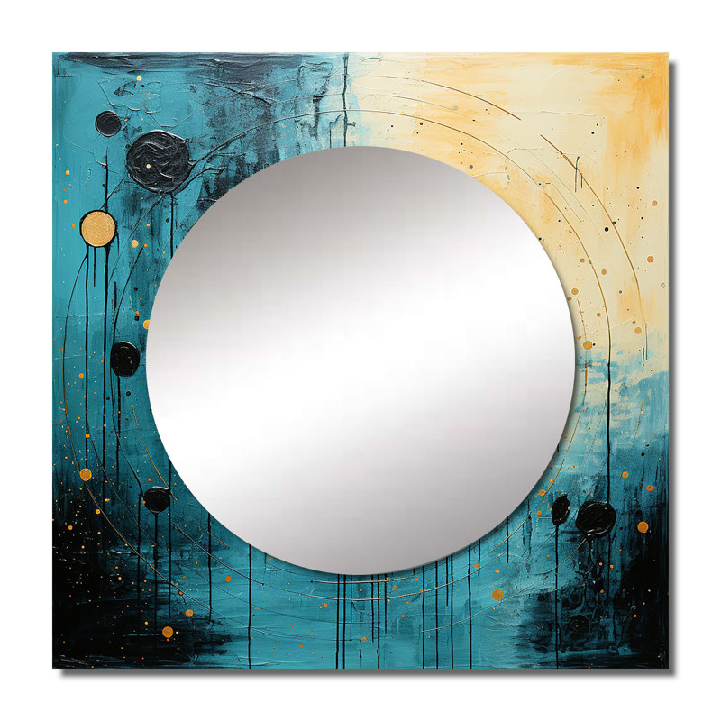 Fleuriane - art abstrait miroir mural carré, 36 po x 36 po